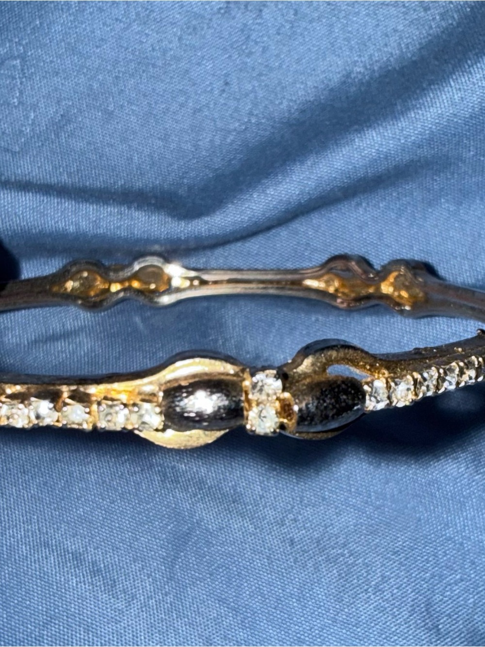 Gold tone Crystal Accent Women's Bangle Bracelet - Shimmering Gold